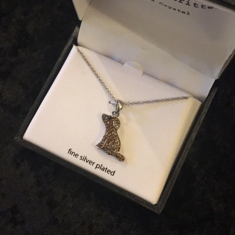 silver plated dog charm necklace